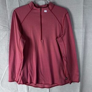 REI Co-op Womens Red‎ Heathered Quarter Zip Pullover Long Sleeve Top Large